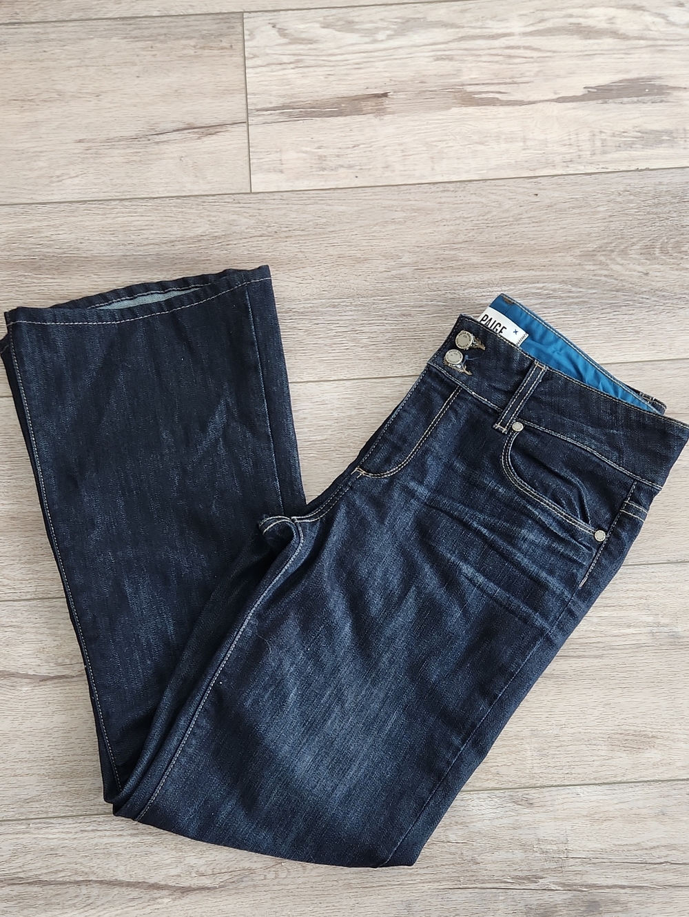 PAIGE Dark Indigo Flare Jeans Hidden Hills